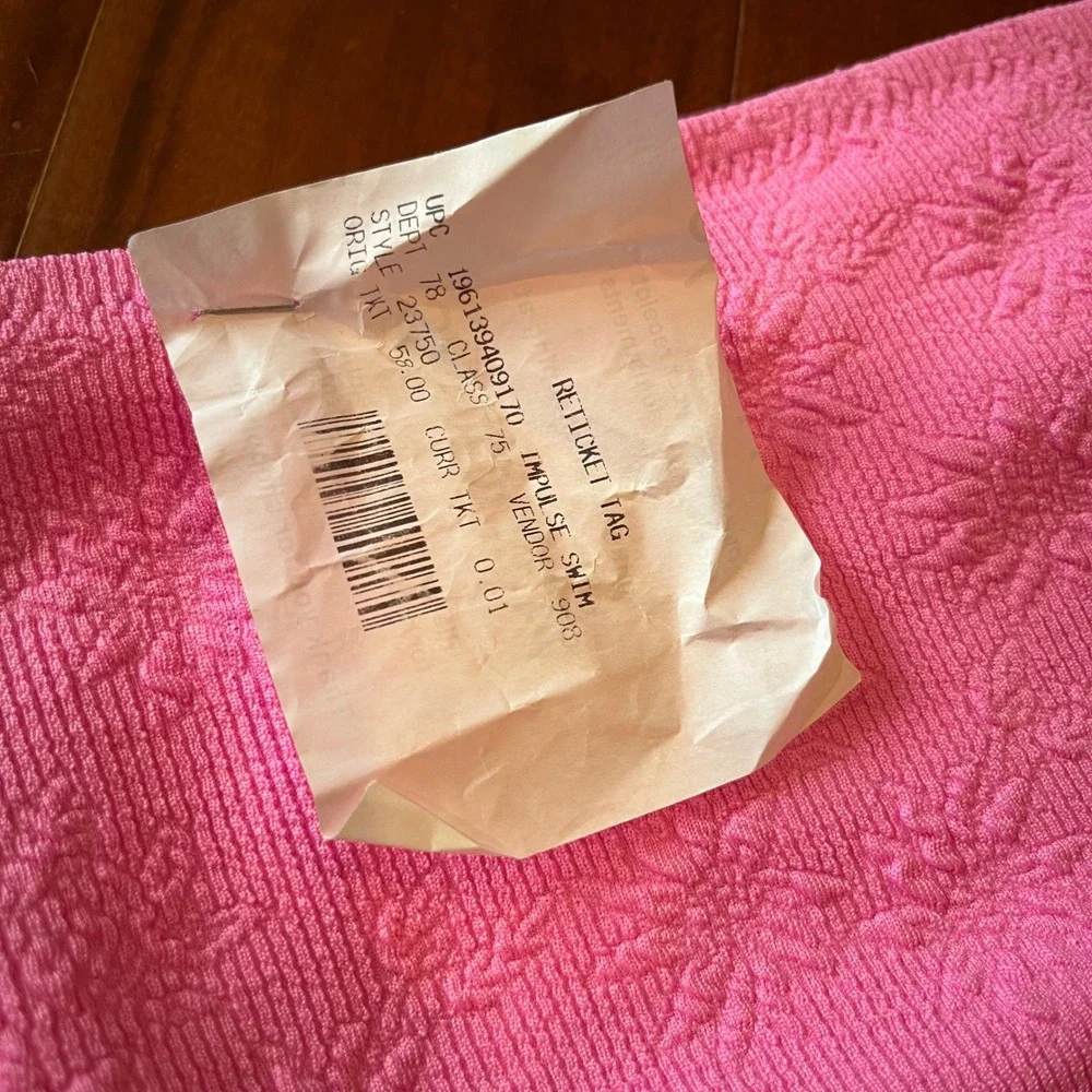 Jessica Simpson Pink Bikni Bottom High Waist Floral Textured Swim New Size Small